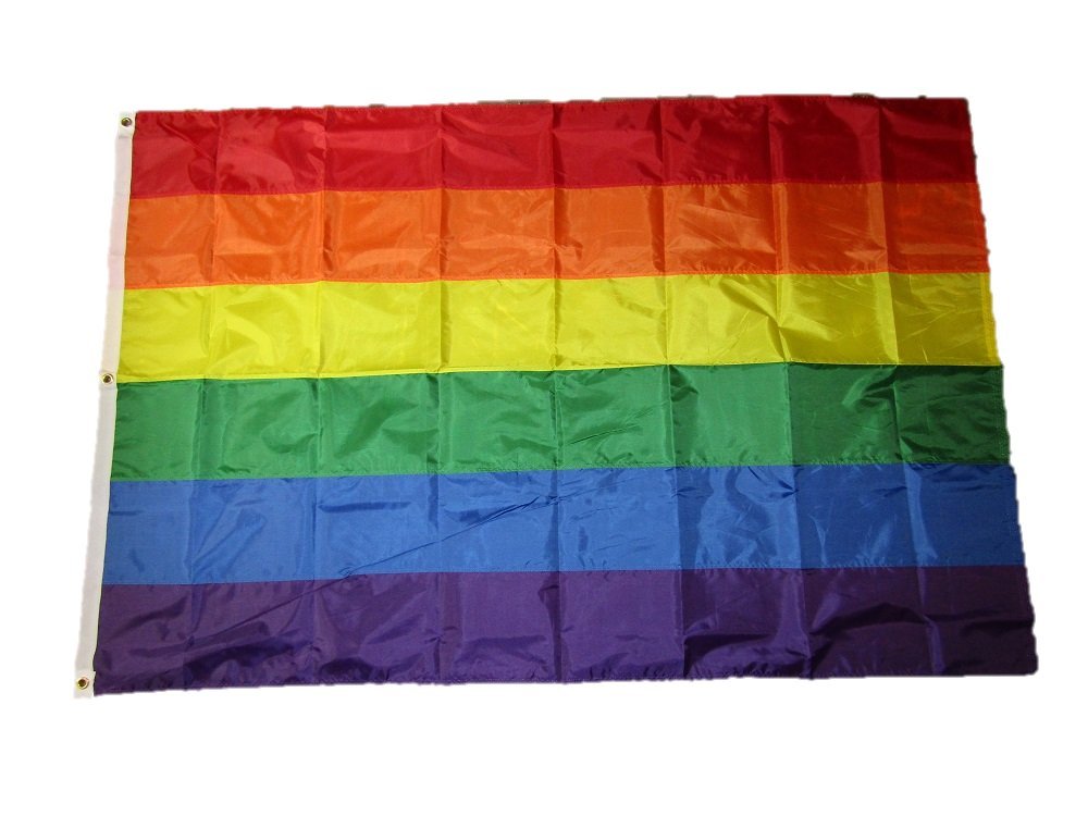 Aes 6X10 Embroidered Gay Pride Rainbow 210D Solarmax Nylon Flag 6'X10' Grommets Clip