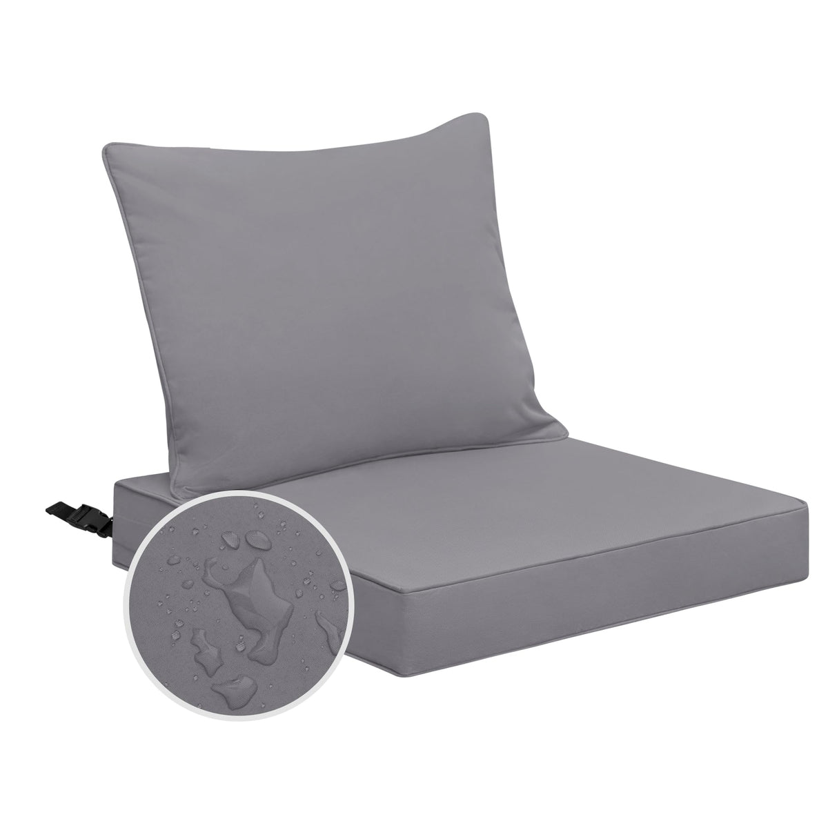 Easy-Going Waterproof Patio Chair Cushion Back 19X16 In + Seat 19X19X3 In Non-Slip Outdoor Seat Cushion With Zipper And Handle G