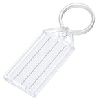 Uniclife 20 Pieces Key Tags 2 Inch Plastic Key Chain Tags With Ruled Blank Paper Labels Transparent Covers And Split Rings Sturd