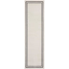 Nourison Essentials Indoor/Outdoor Ivory/Black 2'2'' x 7'6 Area -Rug, Easy -Cleaning, Non Shedding, Bed Room, Living Room, Dinin