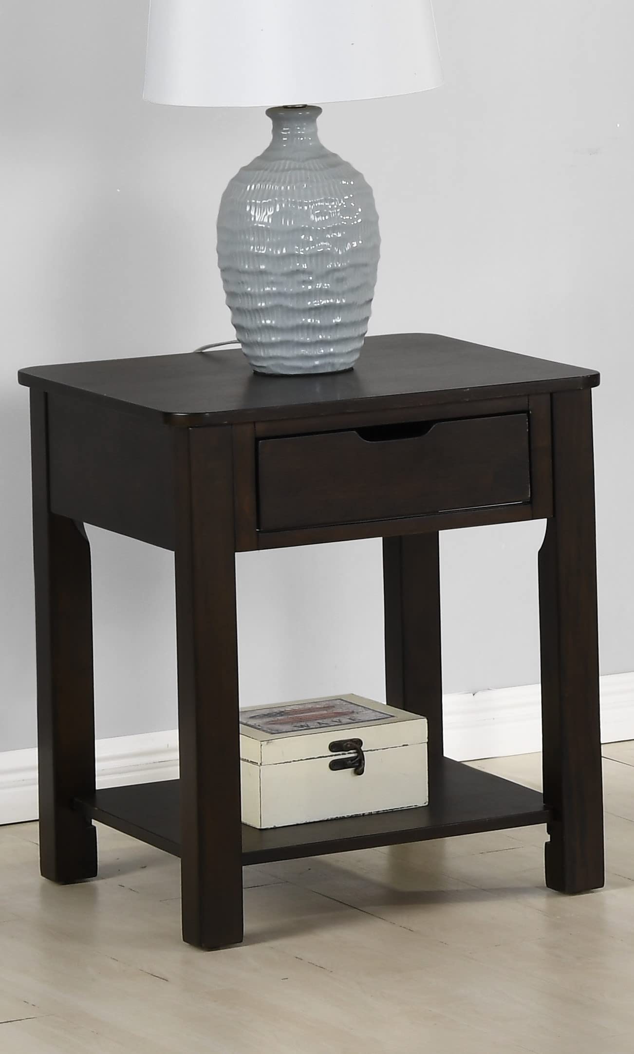 Lilola Home Flora Dark Brown MDF End Table with Drawer