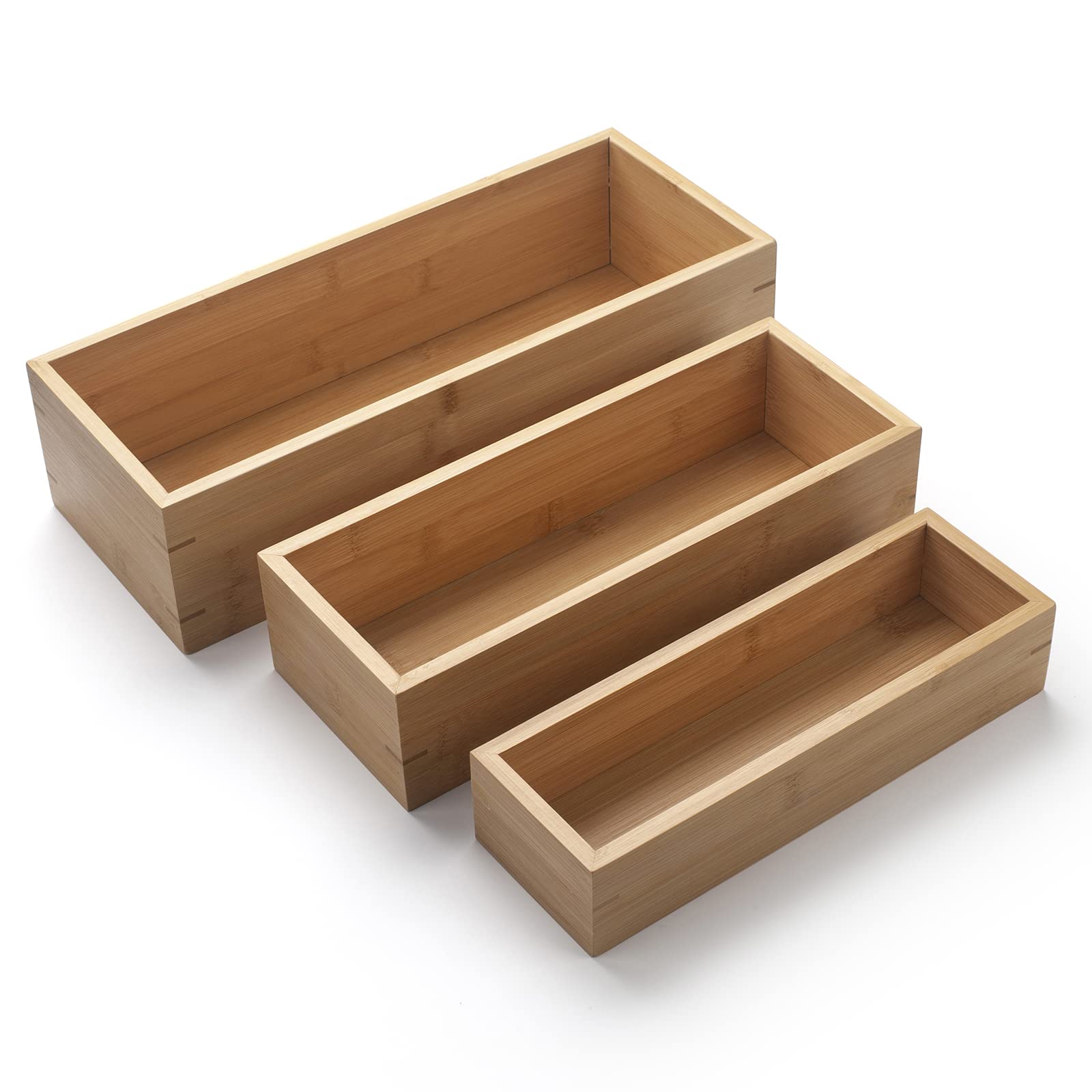 3Pcs Bamboo Bathroom Tray, Bathroom Organizer, Wooden Basket Tray for Counter Toilet Tank Top, Home Decor Wood Box for Toilet Pa