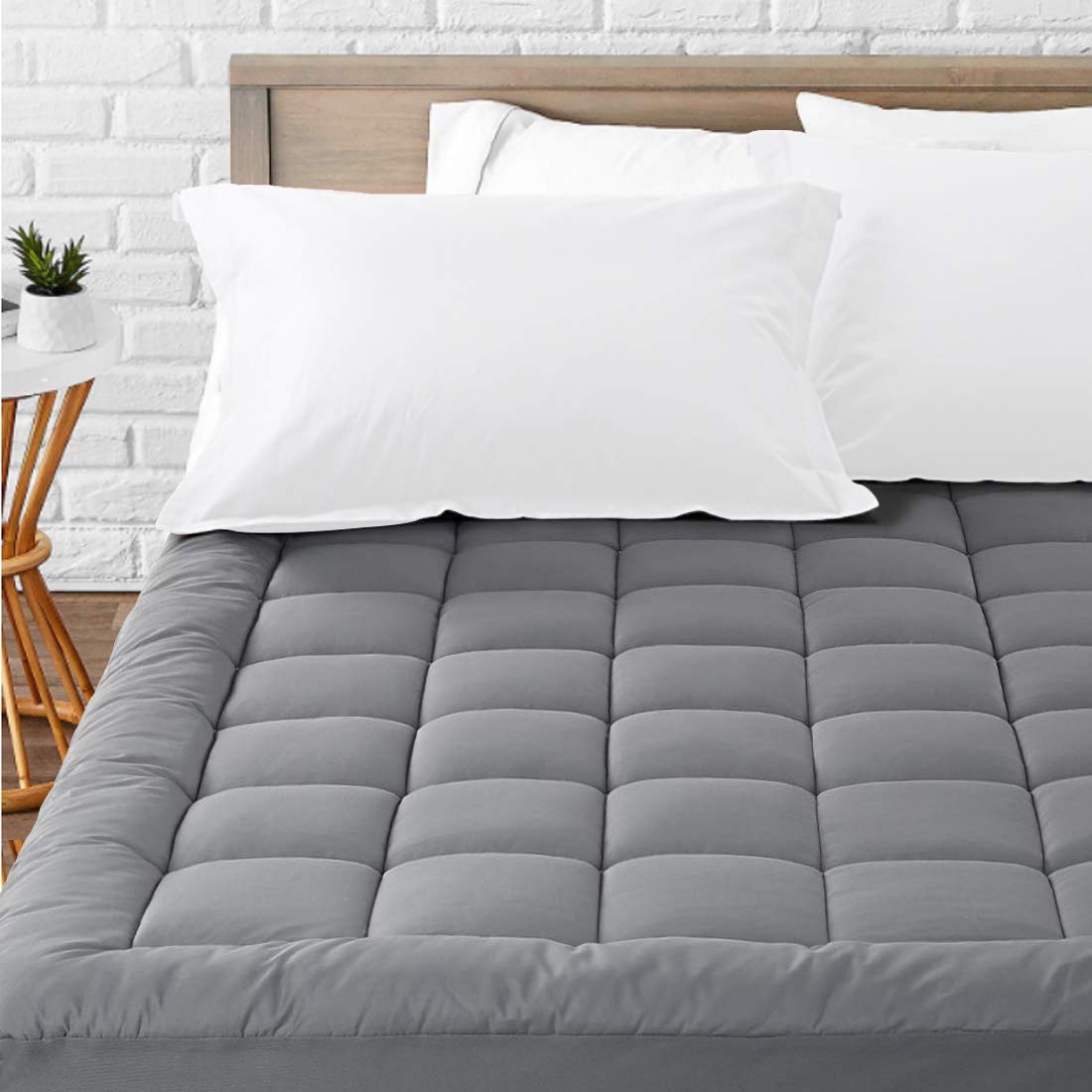 Leisure Town Mattress Pad Queen Size Soft Cotton Mattress Cover,Quilted Fitted Mattress Topper With Deep Pocket Fits 8-21 Inch M