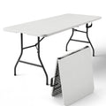 FurniEdge 6ft Folding Table with Handle, Heavy Duty Plastic Table, 300 lbs Portable Table, Reinforced Steel Legs, High Density P