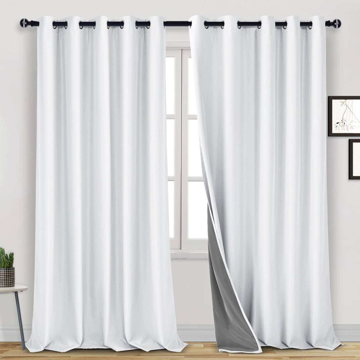Dwcn 100% Blackout Curtains For Living Room Bedroom Extra Long Curtains Thermal Insulated Light Blocking Full Room Darkening Noi