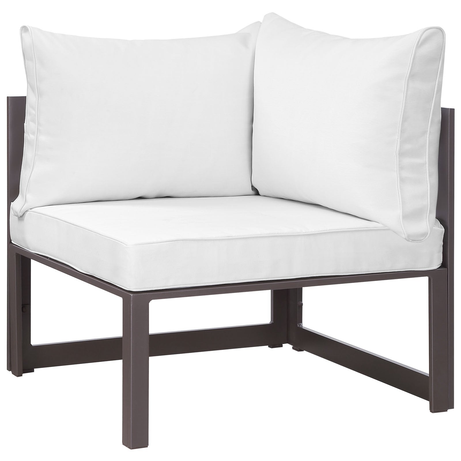 Modway Fortuna Aluminum Outdoor Patio Corner Chair In Brown White