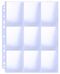 Trading Card Sleeve Pages, Pandri 100 Pack 9 Pocket Trading Card Storage Album Pages 11 Holes Fit 3 Ring Binder