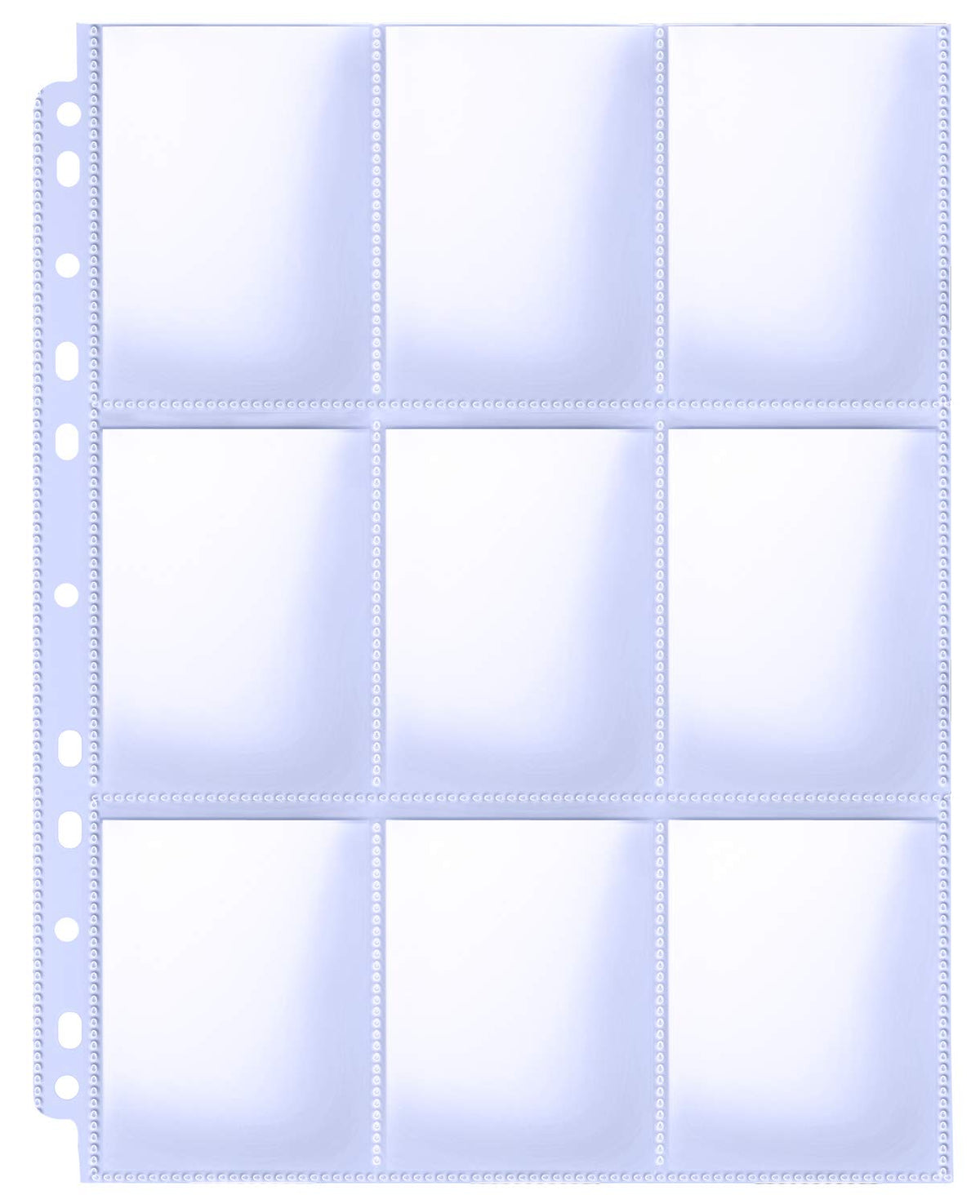 Trading Card Sleeve Pages, Pandri 100 Pack 9 Pocket Trading Card Storage Album Pages 11 Holes Fit 3 Ring Binder