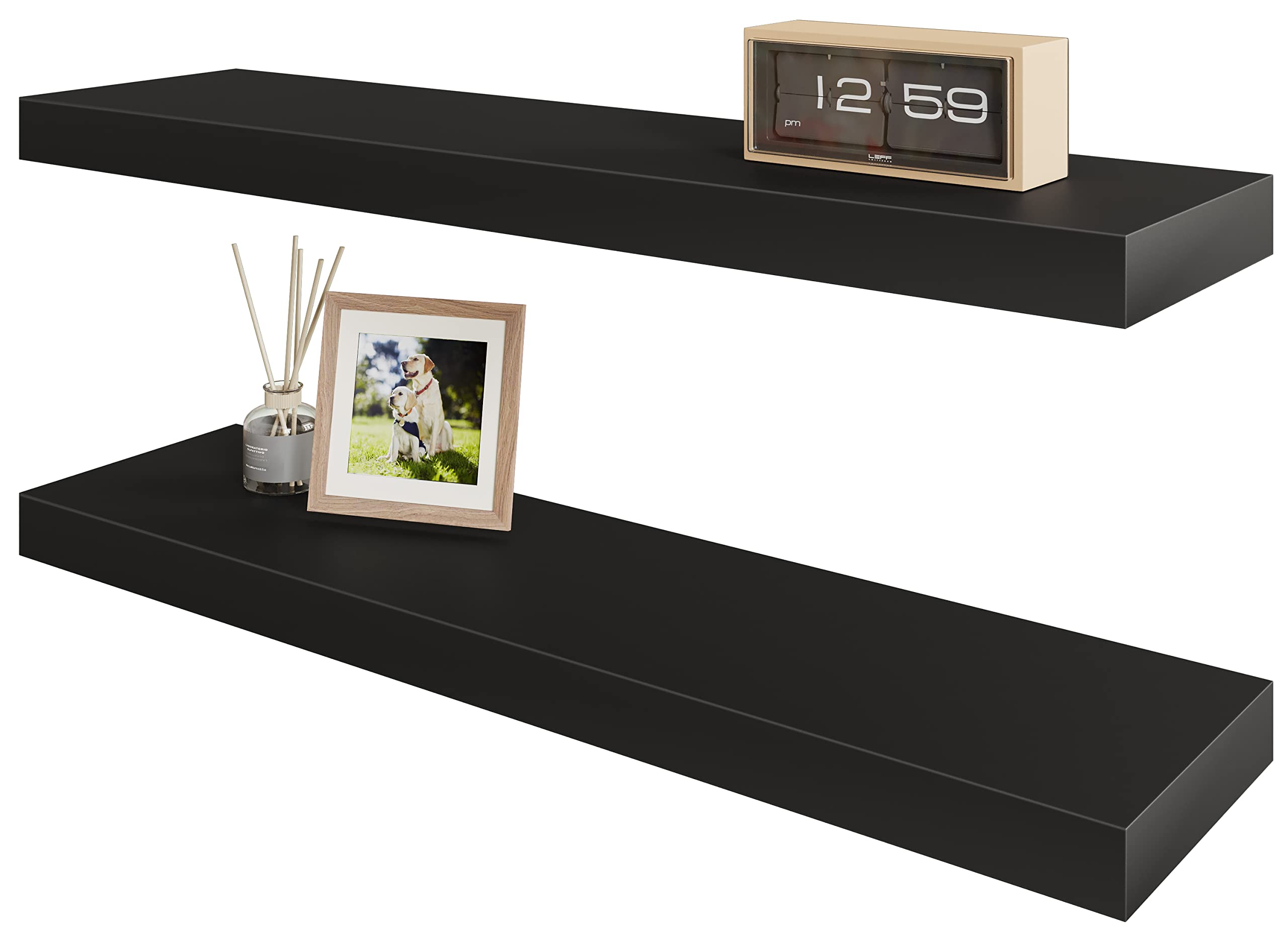 Bameos Floating Shelf,Wall Shelf,Decor Wall Mounted Shelves,Hanging Shelf Set L24Xw6 For Bathroom Kitchen Living,Kitchen,Room Bedroom Storage,Black