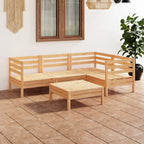 vidaXL Solid Pinewood Patio Lounge Set - Outdoor Furniture | Garden Seating | Rustic Pallet Design | Versatile Arrangement - 3 Corner Sofas, Middle Sofa, Footstool/Table