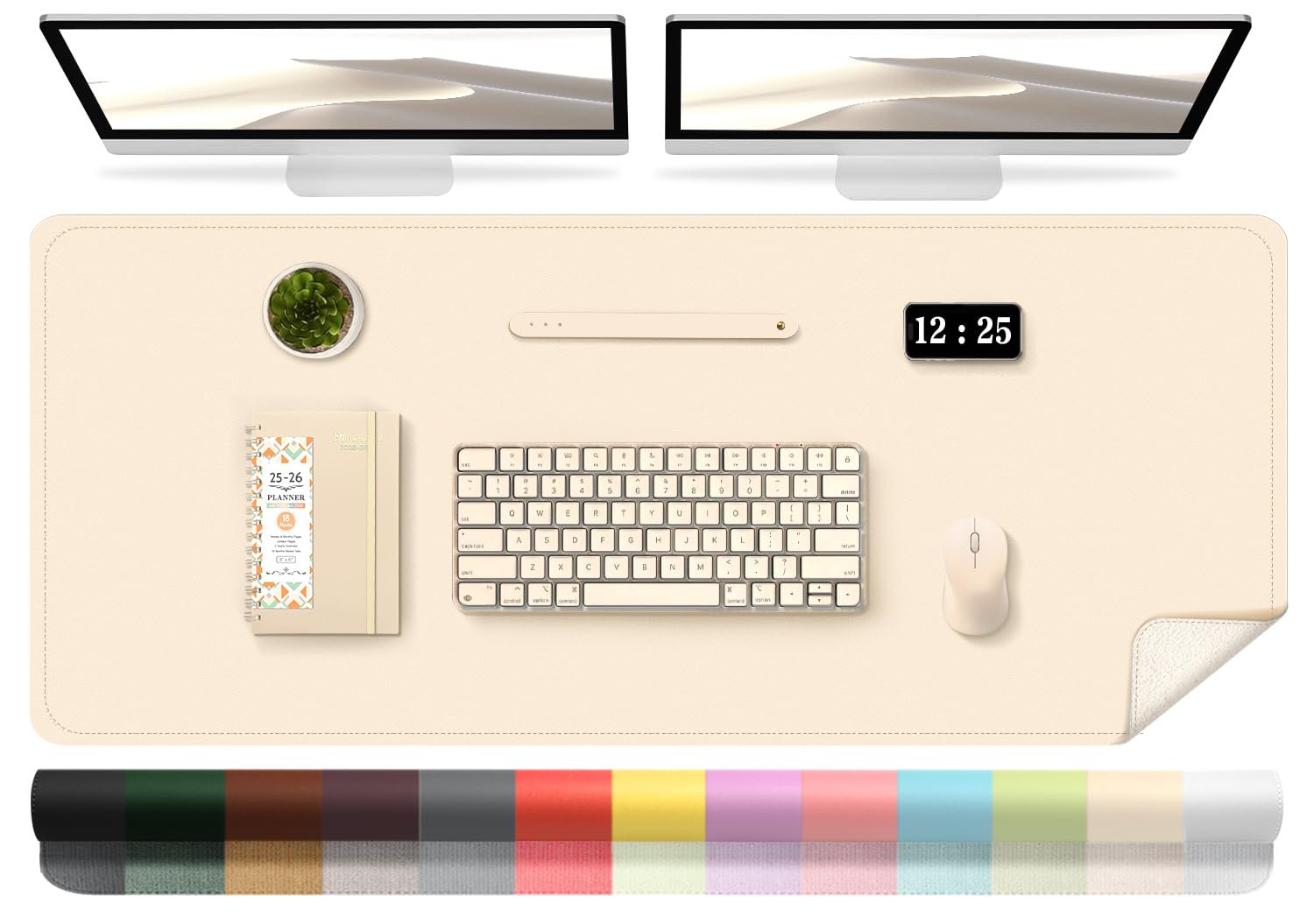 Leather Desk Pad Protector, 47.2 ' ' X 23.6 ' ', Suede Base Sewing Desk Blotter, Non-Slip Office Mat, Waterproof Writing Pad For