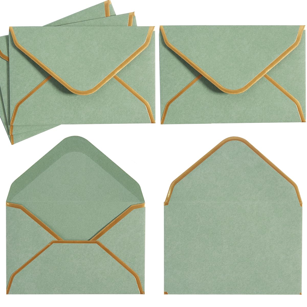 200 Pack Mini Envelopes Colorful Small Envelopes With Gold Border For Blank Note Cards, Business Gift Cards, 4 X 2.7 Inches (Sag