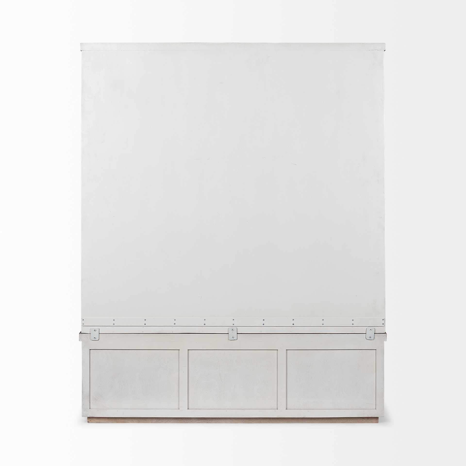 HomeRoots White and Medium Brown Wood Hall Tree w/Storage