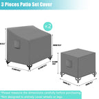 Siruiton 3 Piece Outdoor Veranda Patio Garden Furniture Cover Set With 420D Durable And Water Resistant Fabric,Fit For Outdoor Wicker Patio Furniture Sets/Rattan Chair Conversation Sets-Grey
