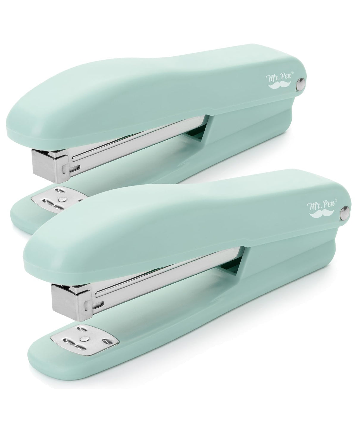 Mr. Pen- Staplers For Desk, 2 Pack With 200 Staples, 20 Sheet Capacity, Green, Office Stapler, Desk Stapler, Stapler With Staple