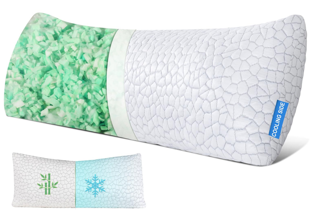 Cooling Body Pillows For Adults, Shredded Memory Foam Full Body Pillow For Side Sleeper, Long Body Pillow For Pregnant/Neck/Back