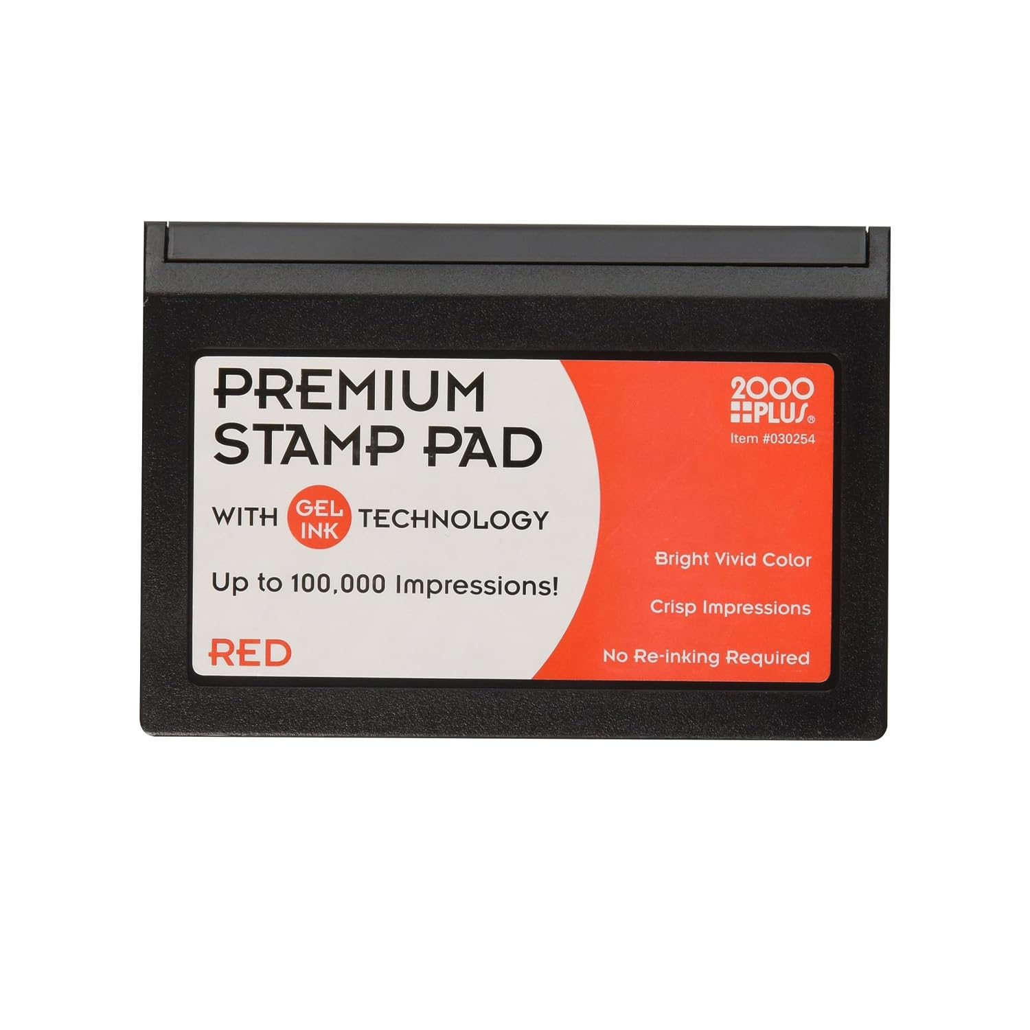 2000 Plus Stamp Pad, Premium Gel Stamp Pad For Red Ink, Size Number 1, Long Lasting 2.75    By 4.25    (030254)