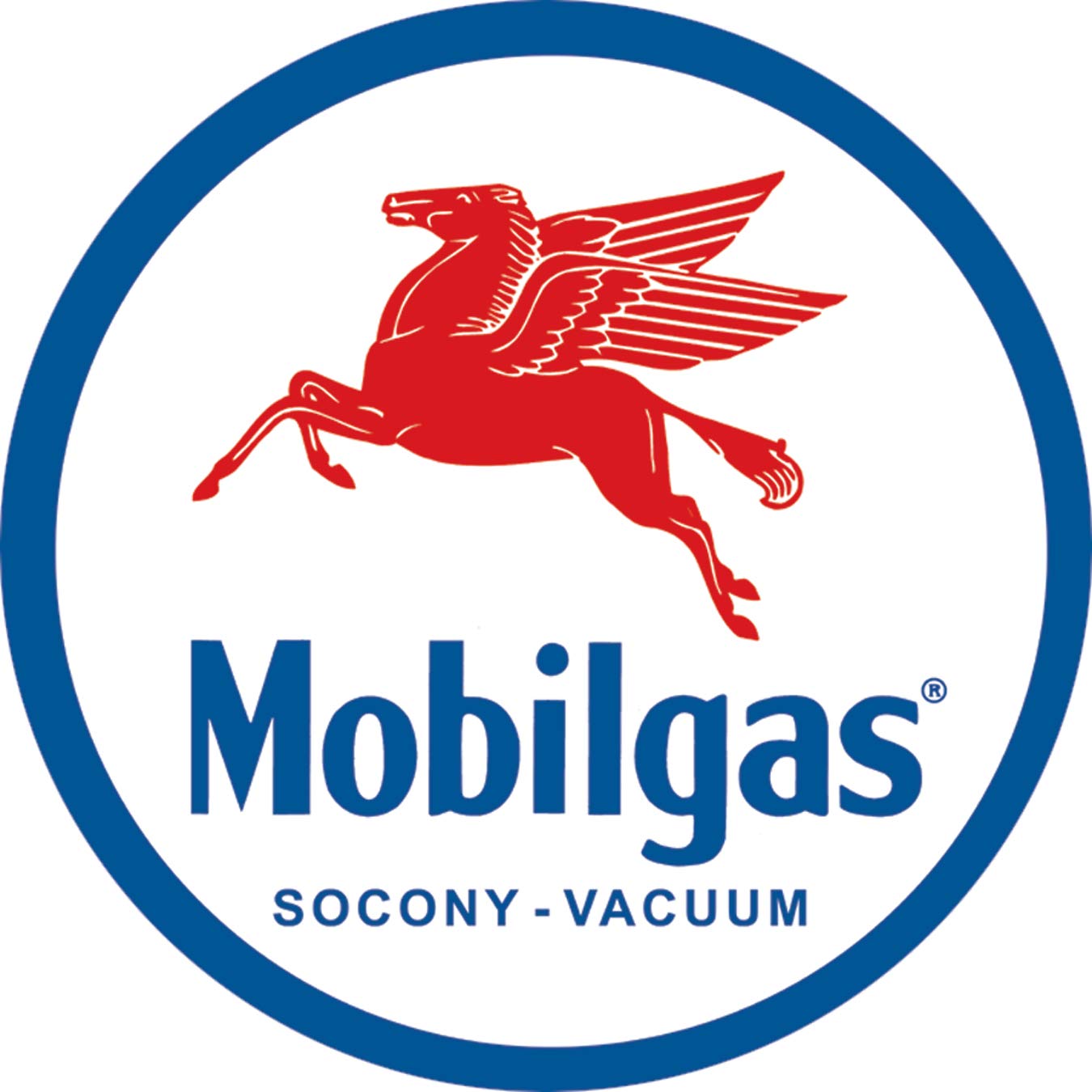 Signs 4 Fun SROM Oil-Mobilgas Pegasus Round Sign, Blue