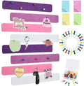 Vuzvuv 8Pcs Purple Rose Cork Board Bar Strips With 50 Pushpins & Sticky Notes, Self-Adhesive Bulletin Board Strips No Damage For