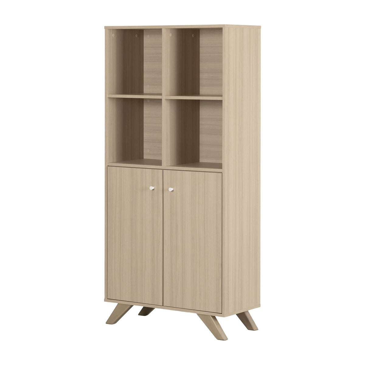 South Shore Helsy Bookcase with Doors, Soft Elm