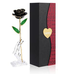Easegain Gold Dipped Rose Black,Dipped in 24k Gold-Long Stem Rose Flowers Artificial for Decoration,Rose Flowers with Transparen