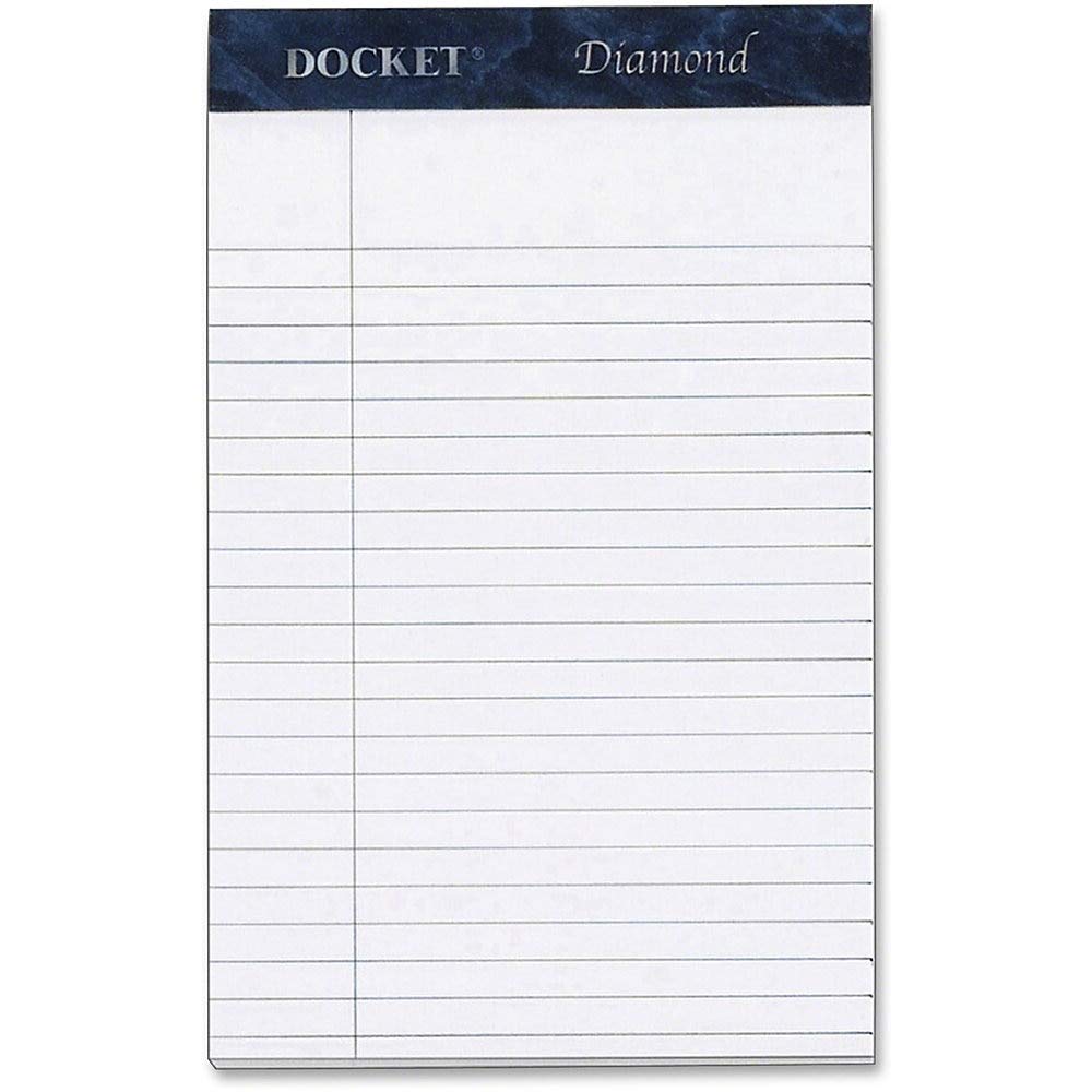 Tops Docket Diamond 100% Recycled Premium Stationery Tablet, 5 X 8 Inches, Perforated, White, Narrow Rule, 50 Sheets Per Pad, 4