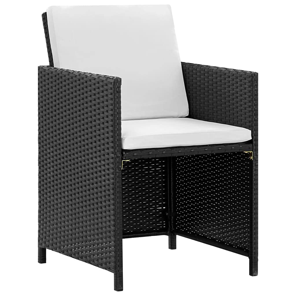 Vidaxl 11 Piece Patio Dining Set With Cushions Poly Rattan Black