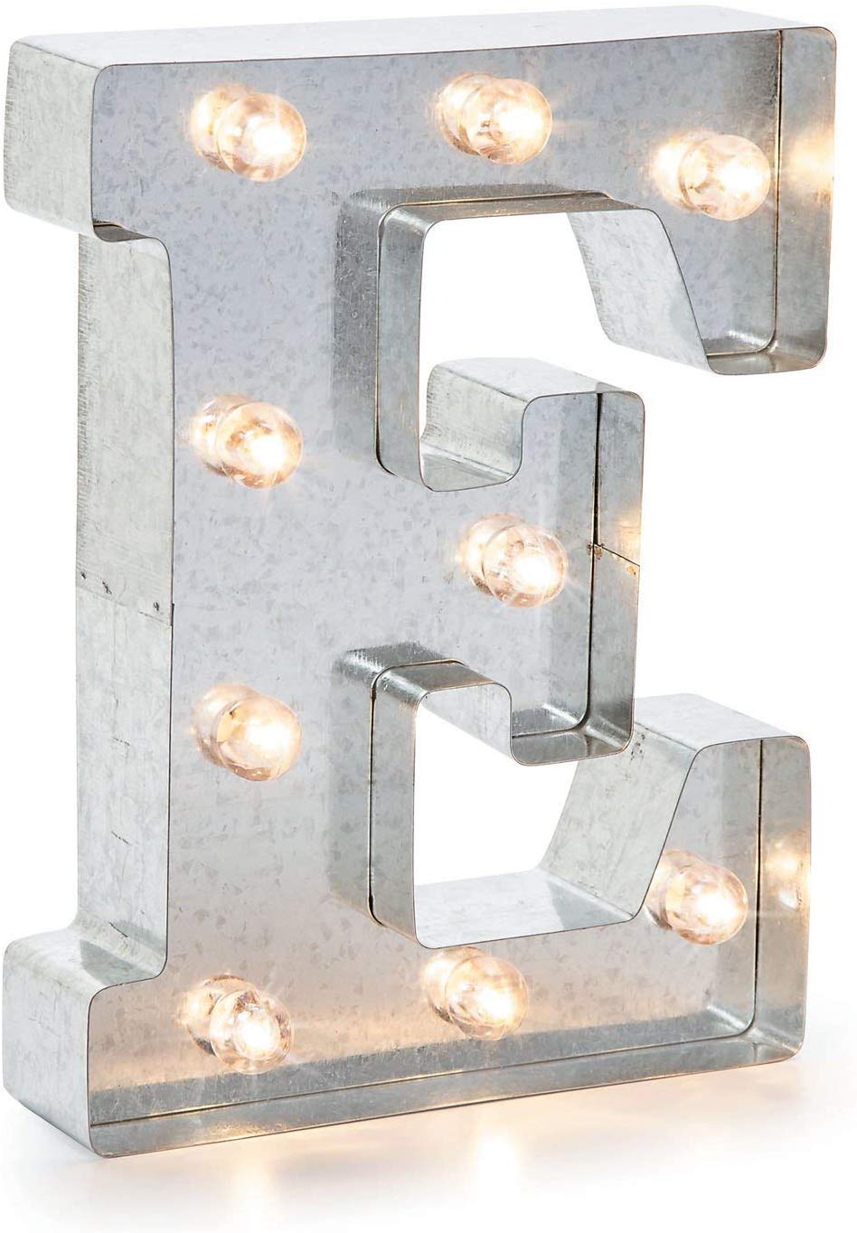 Darice 5915-706 Silver Metal Marquee Letter - E-9.87    Tall, Galvanized Finish