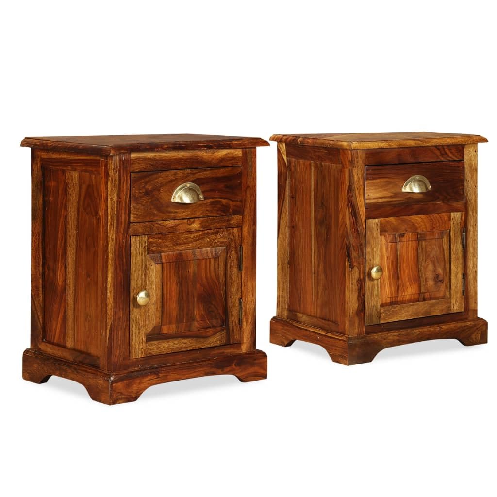 Bedside Cabinet 2 pcs 15.7&quot;x11.8&quot;x19.7&quot; Solid Sheesham Wood