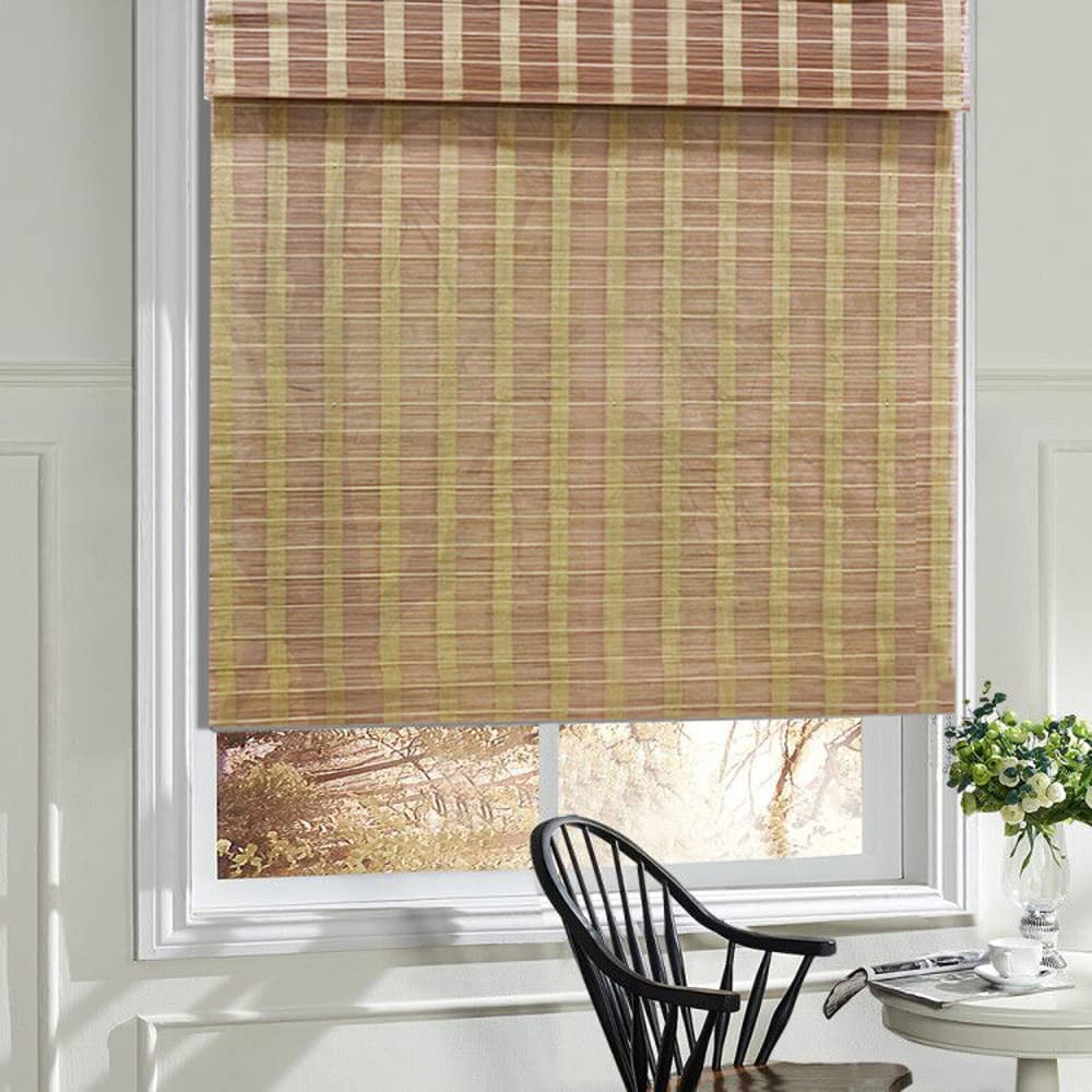 LANTIME Wood Window Roman Shades, Bamboo Light Filtering Roman Shades Blinds, Easy Installation for Home and Garden, Pattern 4