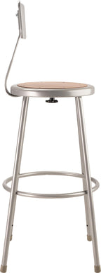 National Public Seating 6230B Grey Steel Stool with 30" Hardboard Seat and Backrest