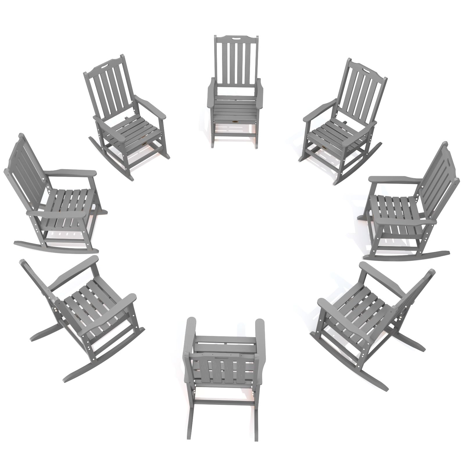 THOEOE Oversized Rocking Chair Set of 8, Outdoor Rocking Chair for Adults, All Weather Resistant Porch Rocker for Lawn Garden, G