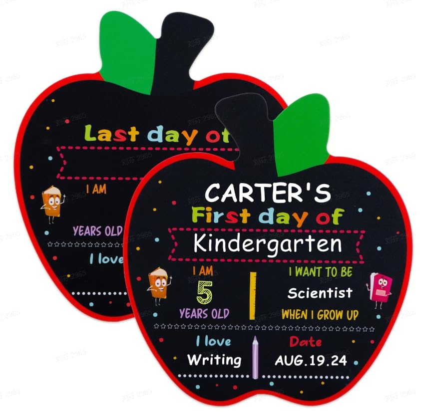 Whatsign First Day Of School Sign - Apple Shape 10' X 11' Double Sided First Day Of School Chalkboard Reusable - Back To Schoo