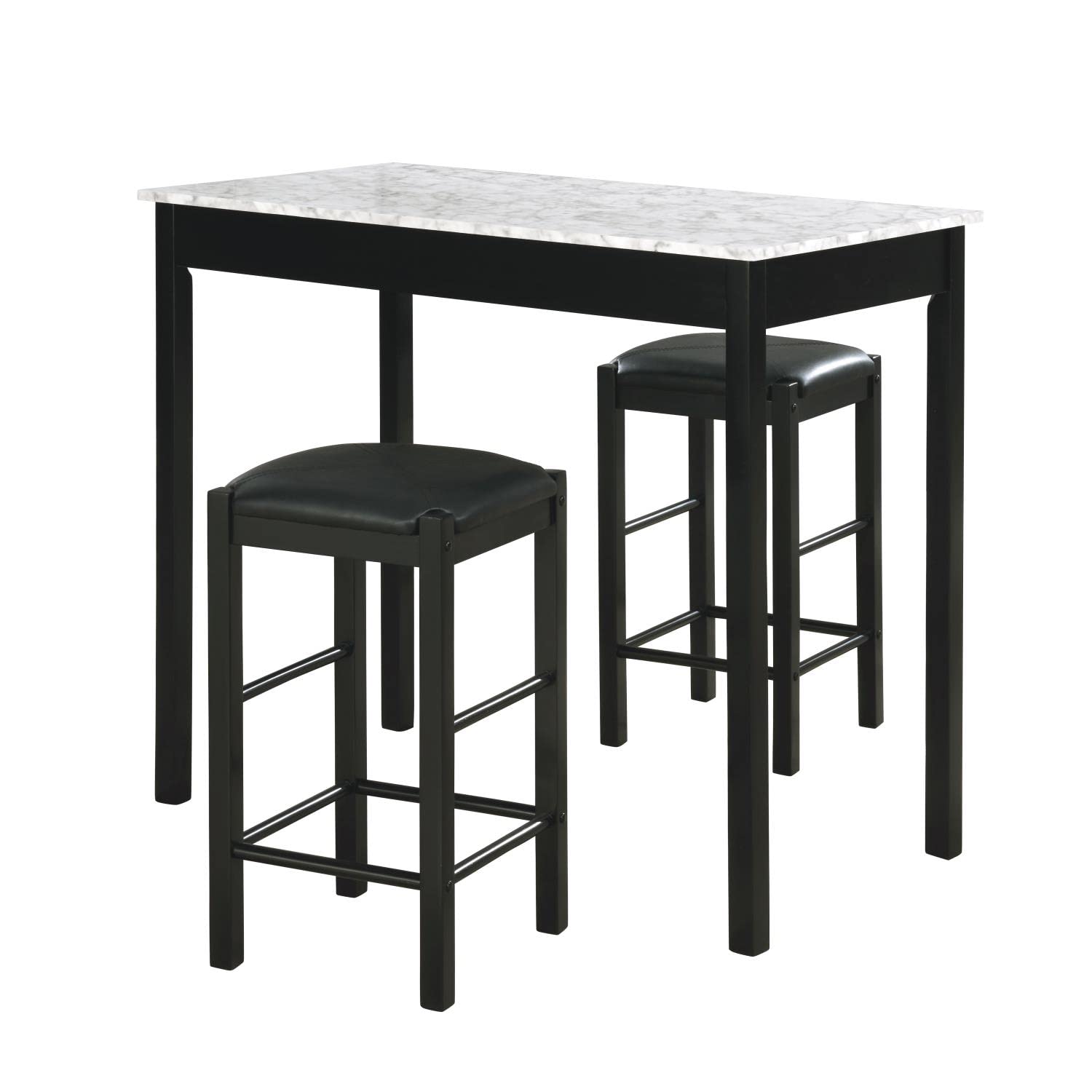 Lancer 3 Piece Tavern Set, Faux Black Marble