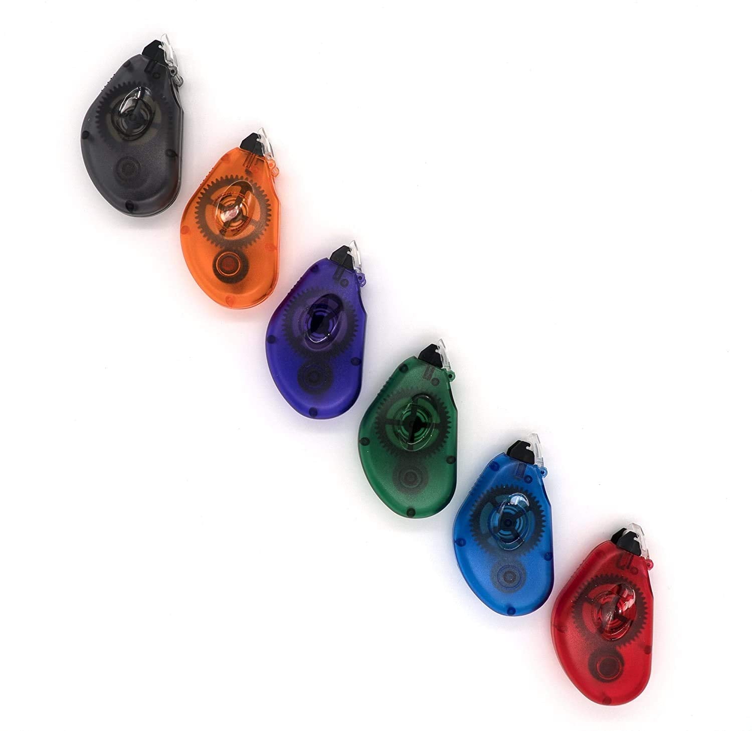 Emraw Permanent Glue Correction Tape Safe Smooth Wrinkle Mess Free - Colors Included: Blue, Black, Red, Purple, Green & Orange -