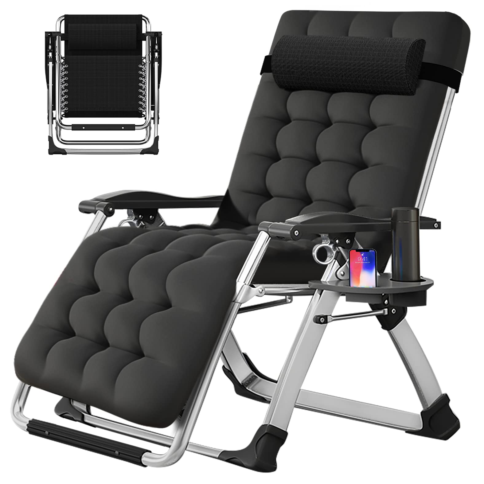 Slsy Zero Gravity Chair, Reclining Lounge Chair With Removable Cushion & Tray For Indoor And Outdoor, Ergonomic Patio Recliner Folding Reclining Chair