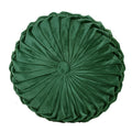 Teieas Round Throw Pillow Velvet Home Decoration Pleated Round Pillow Cushion For Couch Chair Bed Car Emerald Green