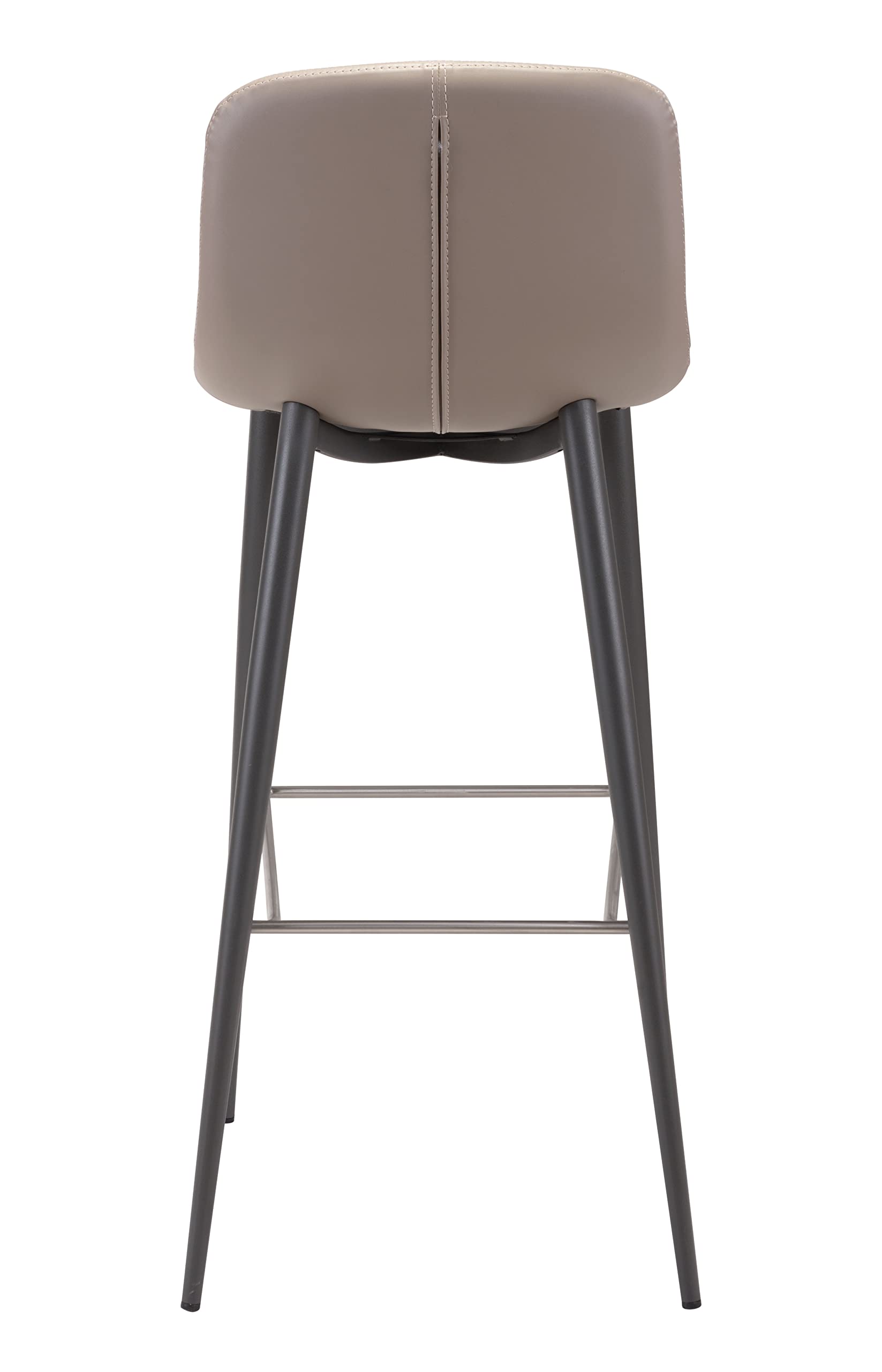 Zuo Modern Tangiers Bar Chair Set Steel, Foam, Faux Leather Taupe, Dark Gray Indoor Weight Capacity 280 lbs Dimensions: 17.3" W x 20.7" D x 40.2" H Pack of 2