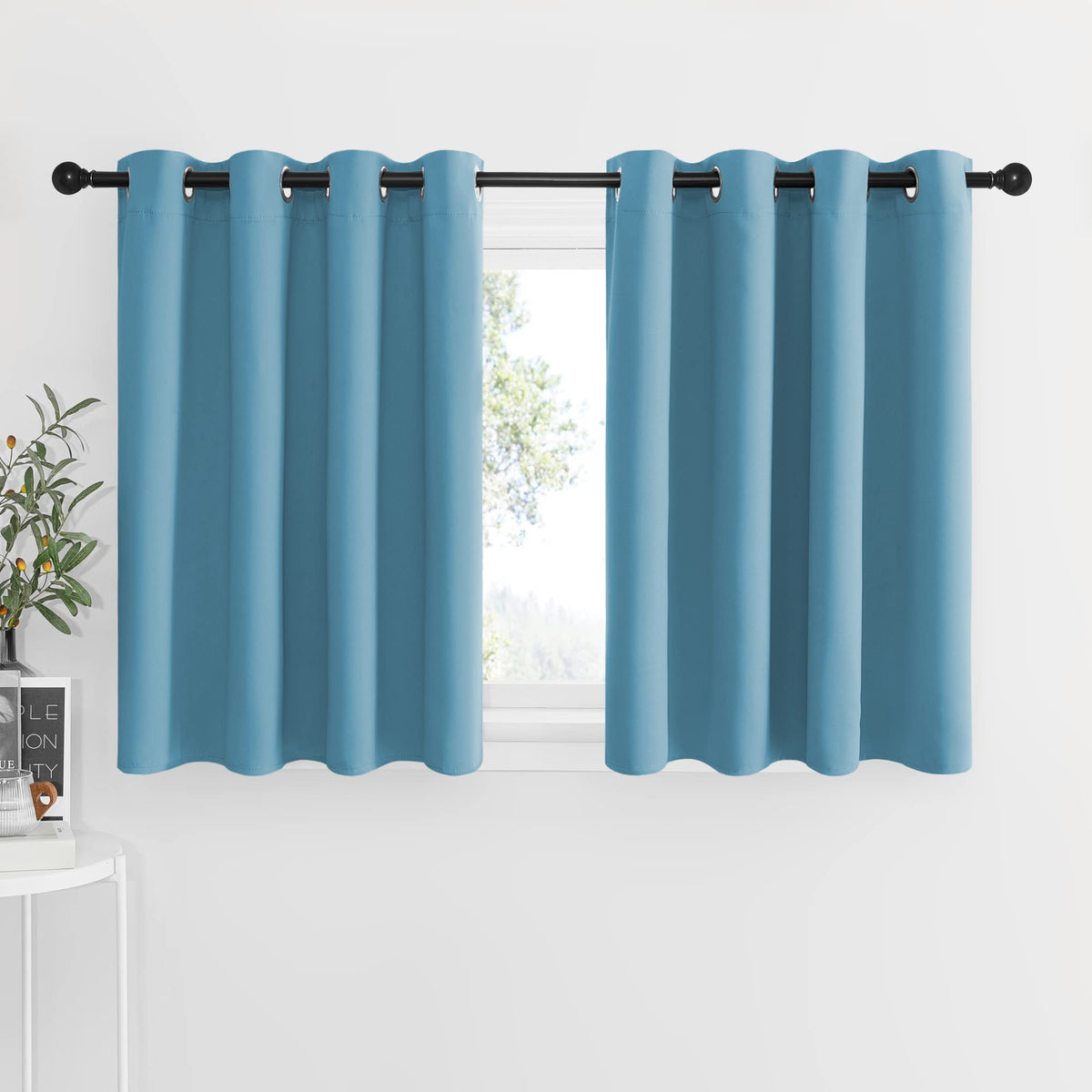 Nicetown Blackout Window Curtains For Nursery - Eyelet Top Window Treatment Blackout Curtain Panels (Teal Blue=Light Blue, 2 Pcs