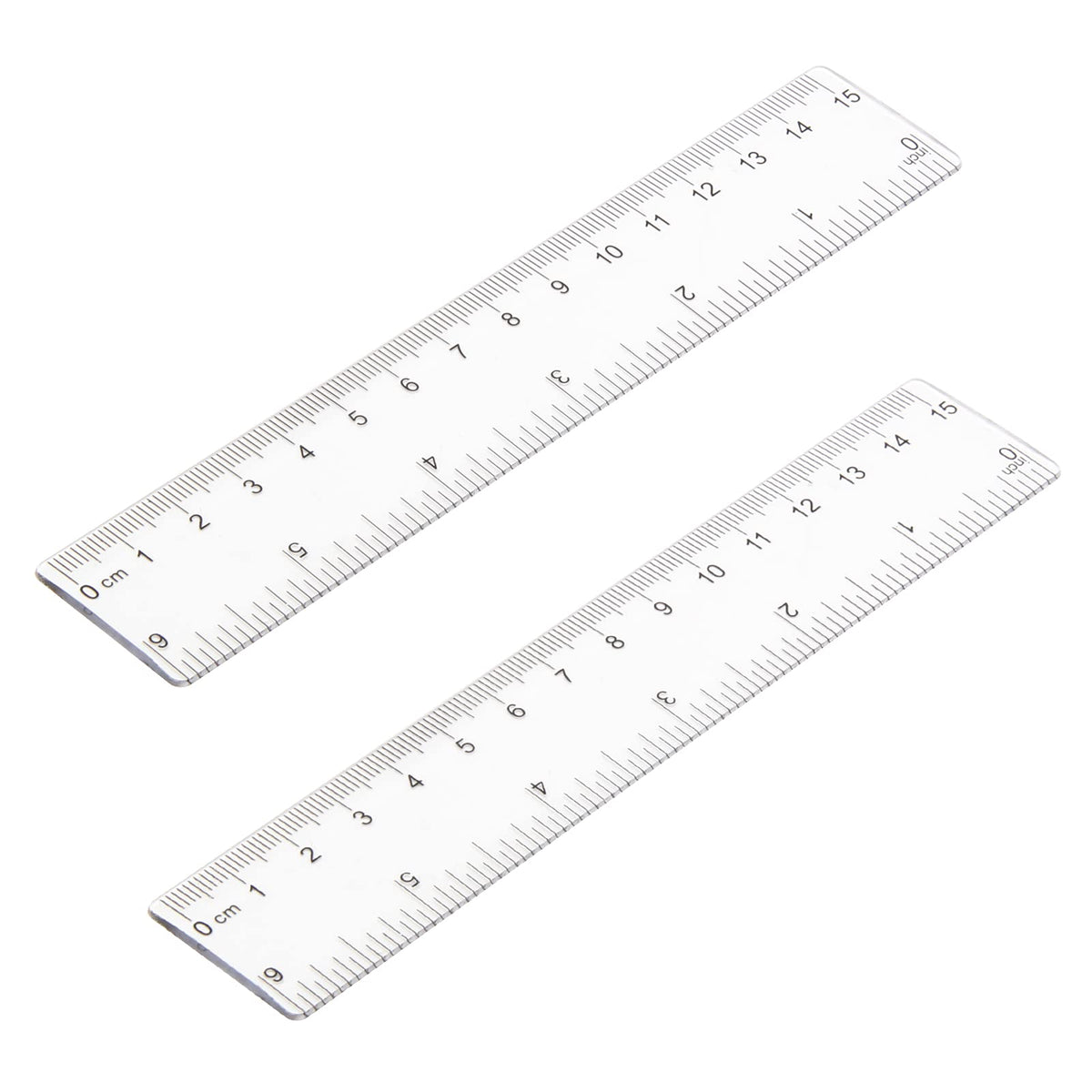 Pletpet 2 Pack 6 Inch Clear Plastic Ruler Straight Shatterproof Transparent Rulers For Office Supply (Clear)