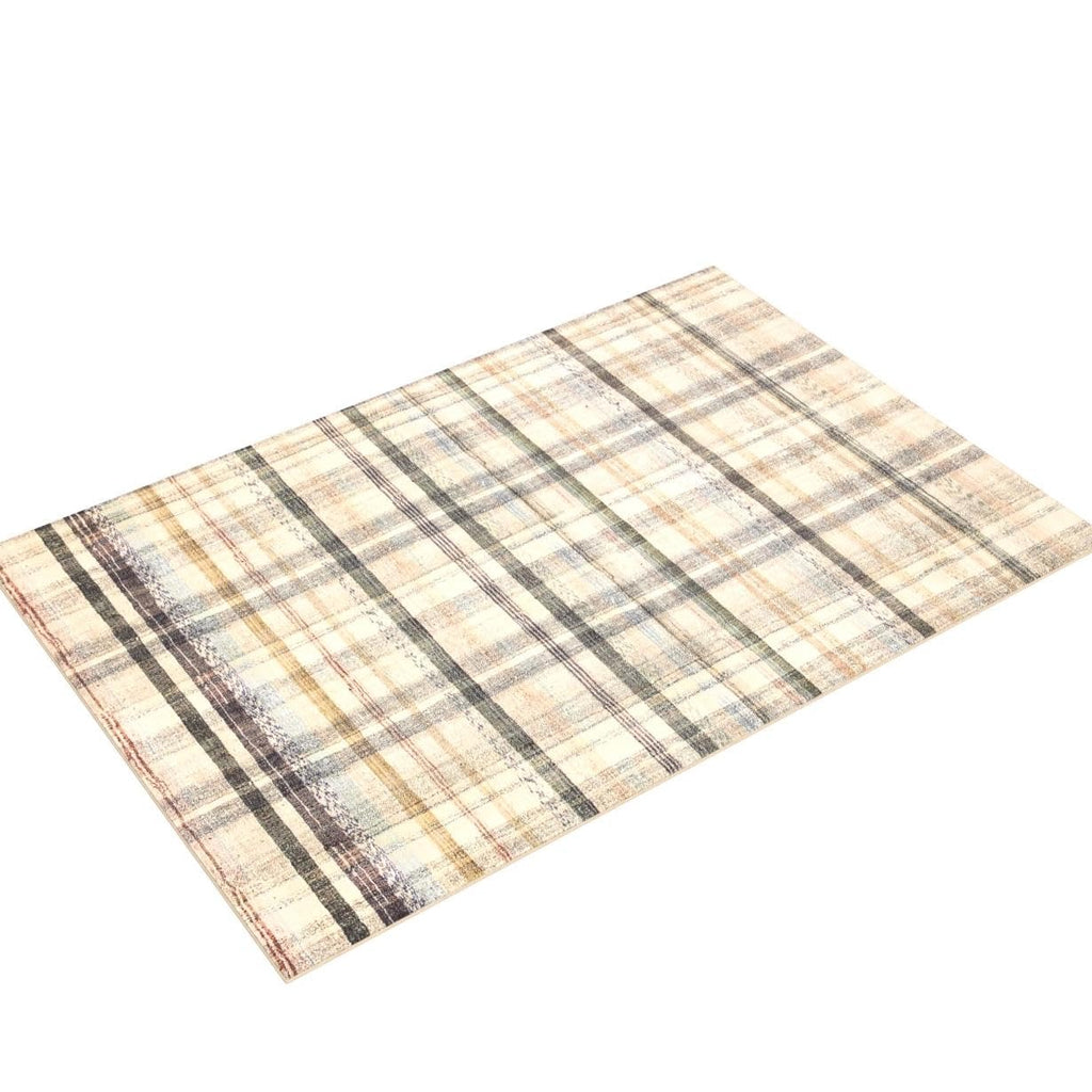 Loloi Chris Loves Julia X Humphrey Collection, Ivory & Multi 3'-6'' X 5'-6'' Area Rug - Plaid Accent Rugs For Living Room, Bedro