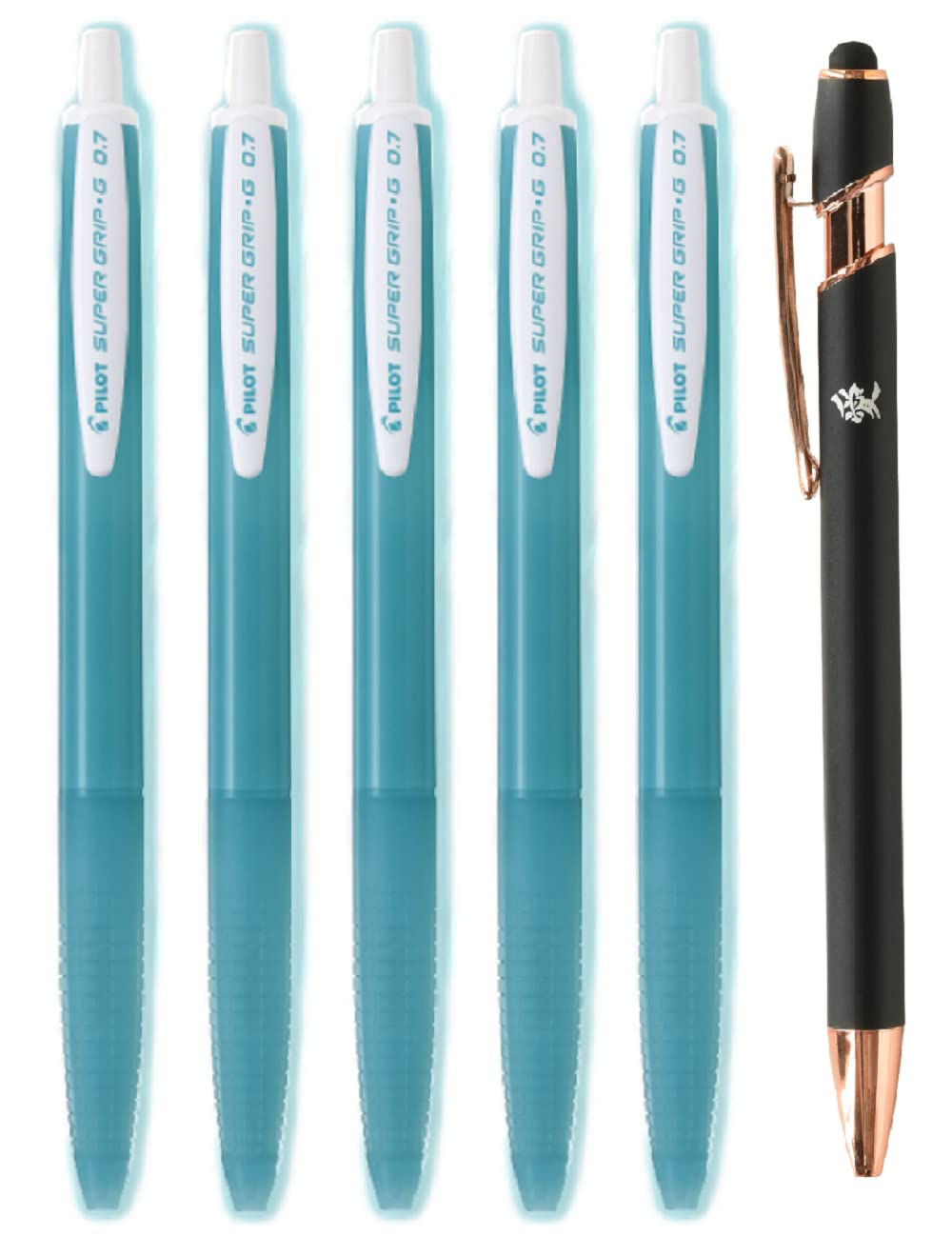 Pilot Super Grip G 0.7Mm Ocean Plastic Knock Type Oil-Based Ballpoint Pen Bsgk-10Fop-Ob 5 Piece Set Japan Import With Original S
