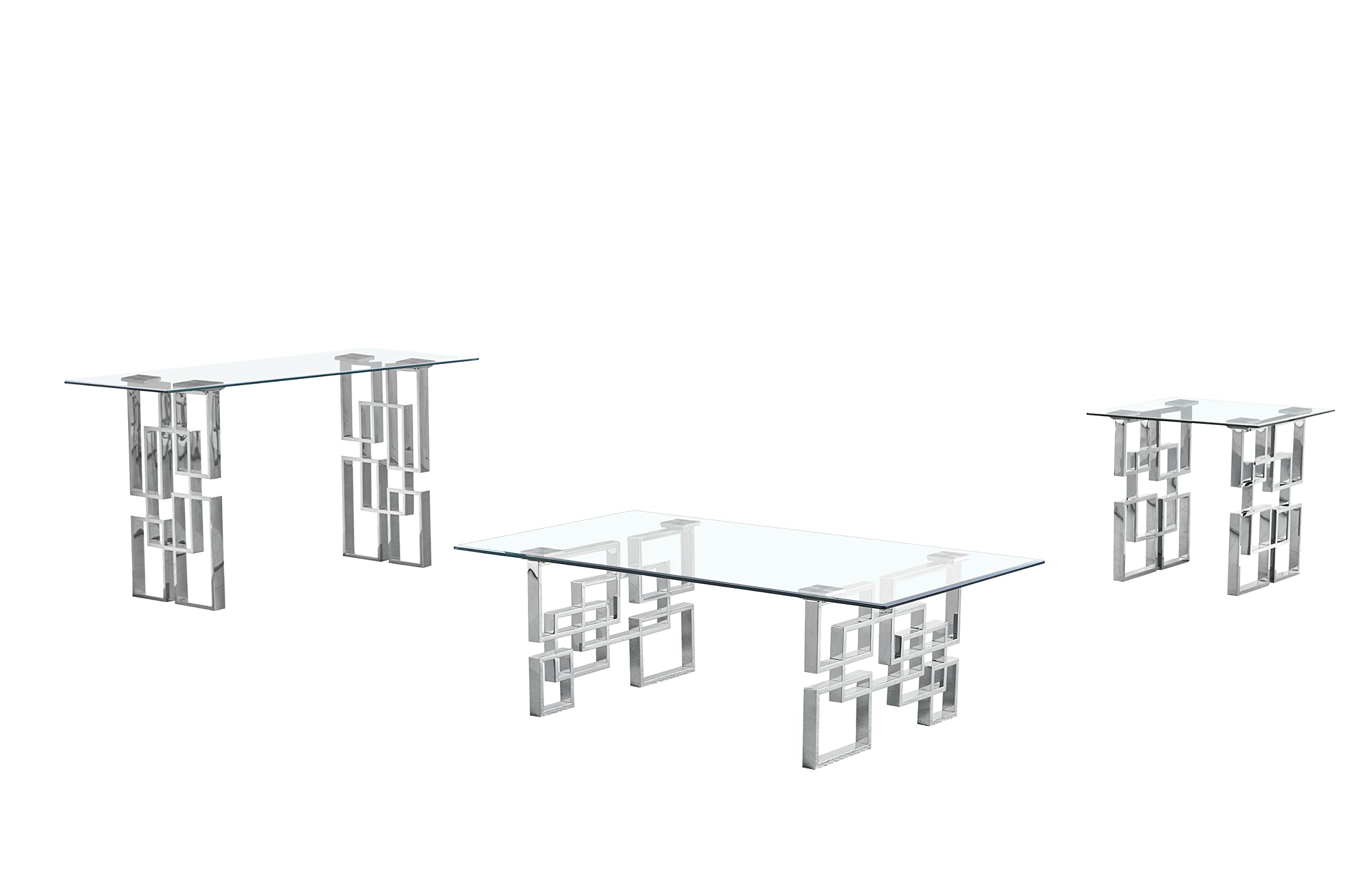 Best Quality Furniture CT233-4-5 Coffee Table Set, Silver