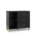 Storkcraft California 3 Drawer Combo Dresser (Black with Driftwood) - GREENGUARD Gold Certified, Interlocking Drawer System, Pre