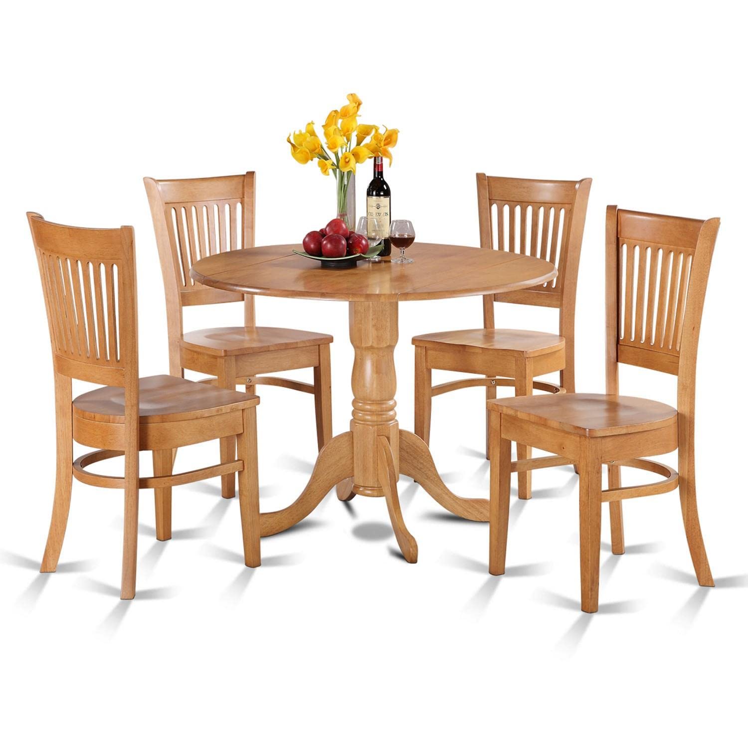 East West Furniture DLVA5-OAK-W 5 Piece Modern Dining Table Set