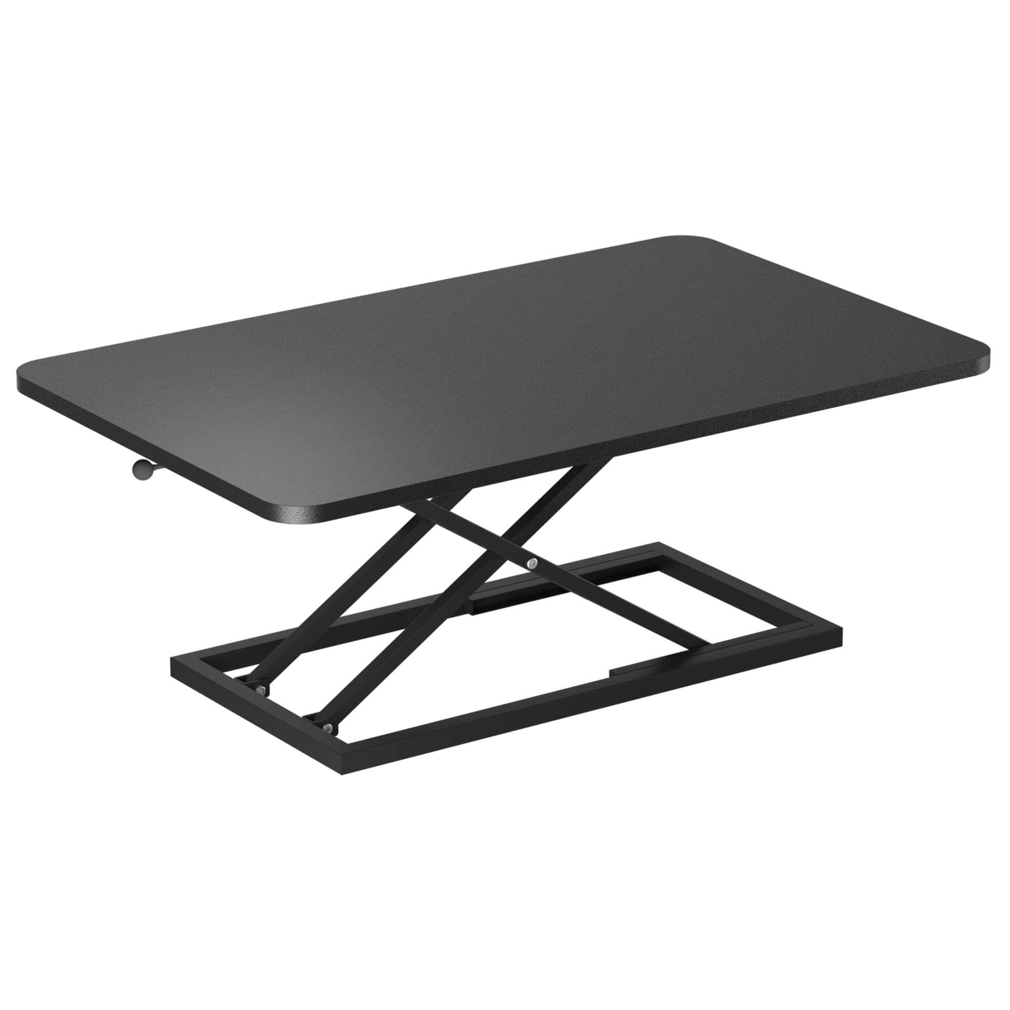 Decoholic Black Small Single 32 inch Scissors Lift Keyboard and Mouse Riser ,Height Adjustable Standing Desk Converter,for Ergon
