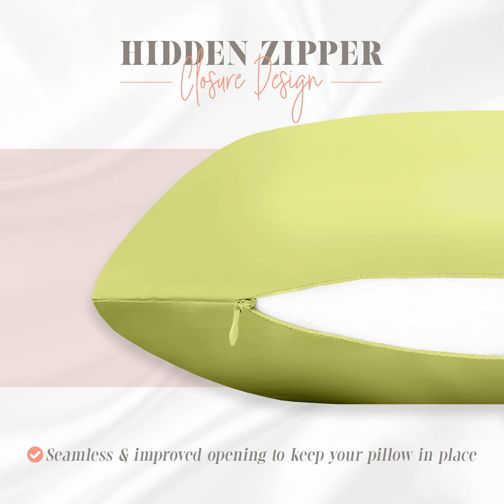 Elegant Comfort Silky And Luxurious 2-Piece Satin Pillowcase Set For Healthier Skin And Hair, Hidden Zipper Closure And Beautifully Packaged, Satin Pillowcase Set, King, Pistachio Green