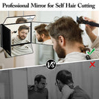 Uhdod 5 Way Mirror For Hair Cutting With Led Light, 360 Barber Mirrors With Adjustable Height Brackets, Makeup Mirror For Self C