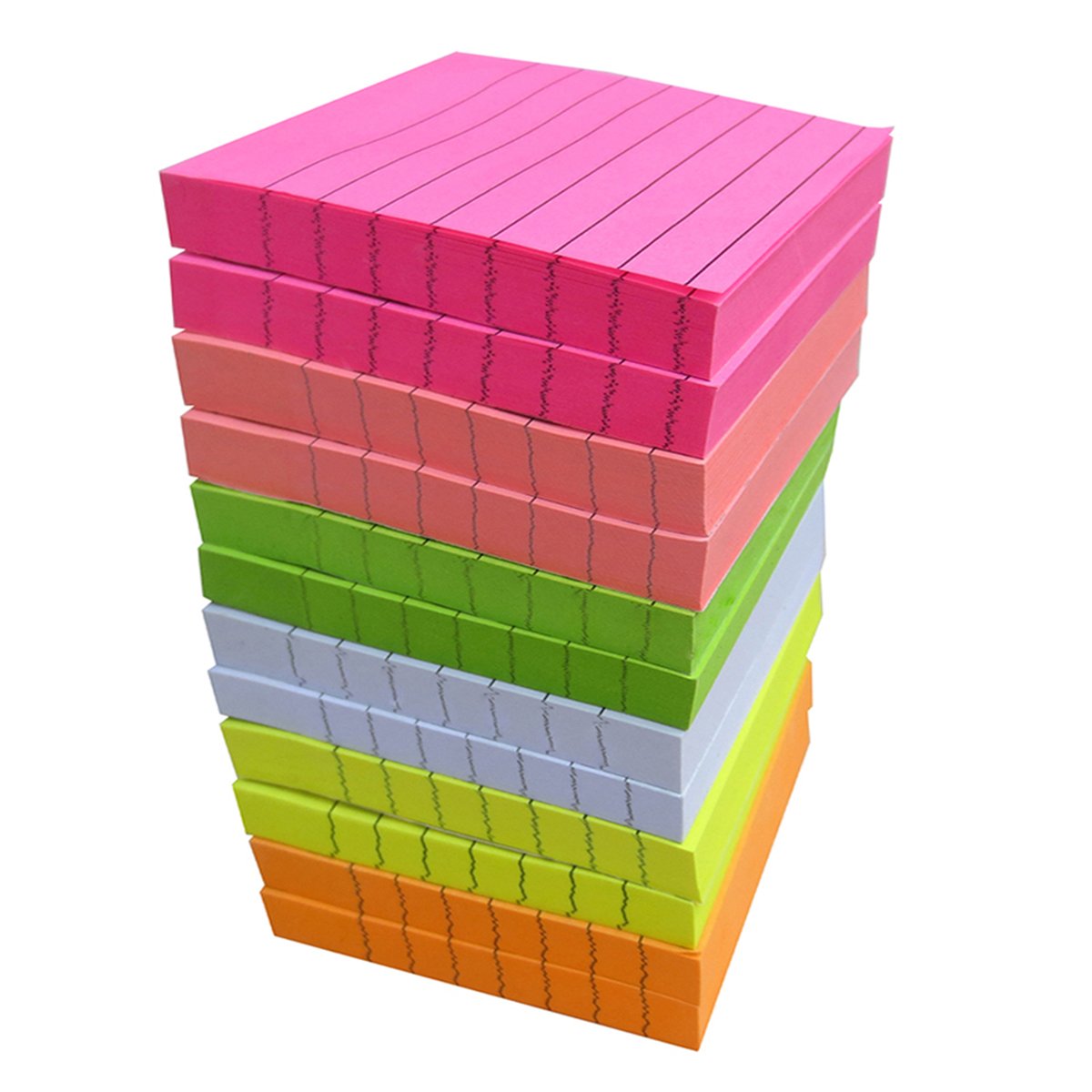 Creatiburg Sticky Note Pads 1200 Sheets Lined 3X3 Inches Office Self-Stick Notes 12 Pads 6 Bright Colors Easy Post Individually