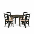 East West Furniture BOPF5-CAP-C 5 Piece Dining Room Table Set Includes a Round Wooden Table and 4 Linen Fabric Kitchen Dining Chairs, 42x42 Inch, Cappuccino